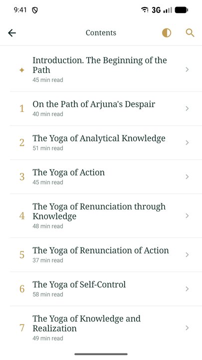 The table of contents